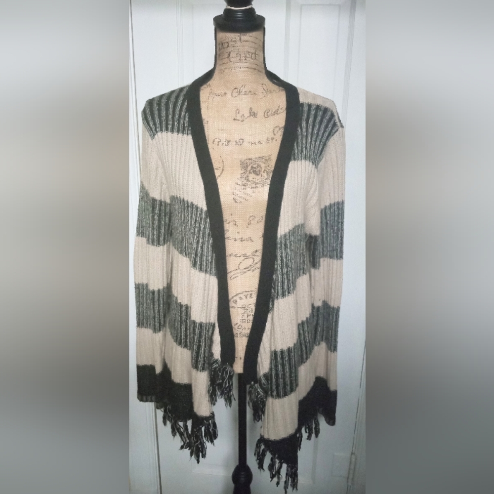 Extra Touch Women's 2X Open Front Long Sleeve Sweater Cardigan